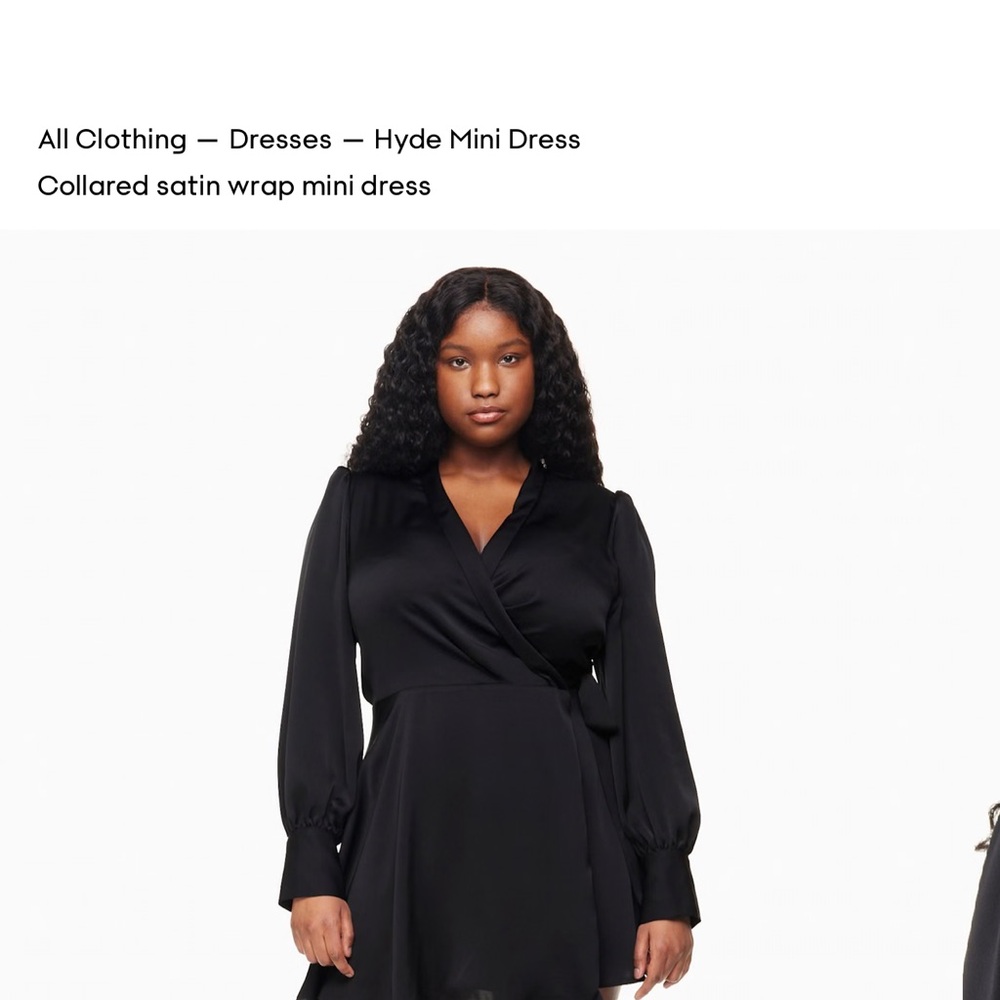 Aritzia Hyde mini Satin-Style Long Sleeve Wrap Dress - Black